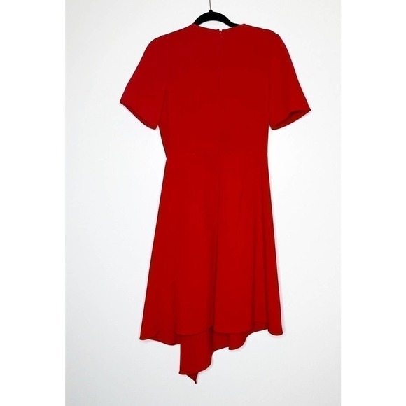 NWT Black Halo Bonfire Red Crete Tailored Ruffle Midi Dress Women's Size 4 - Picture 3 of 6